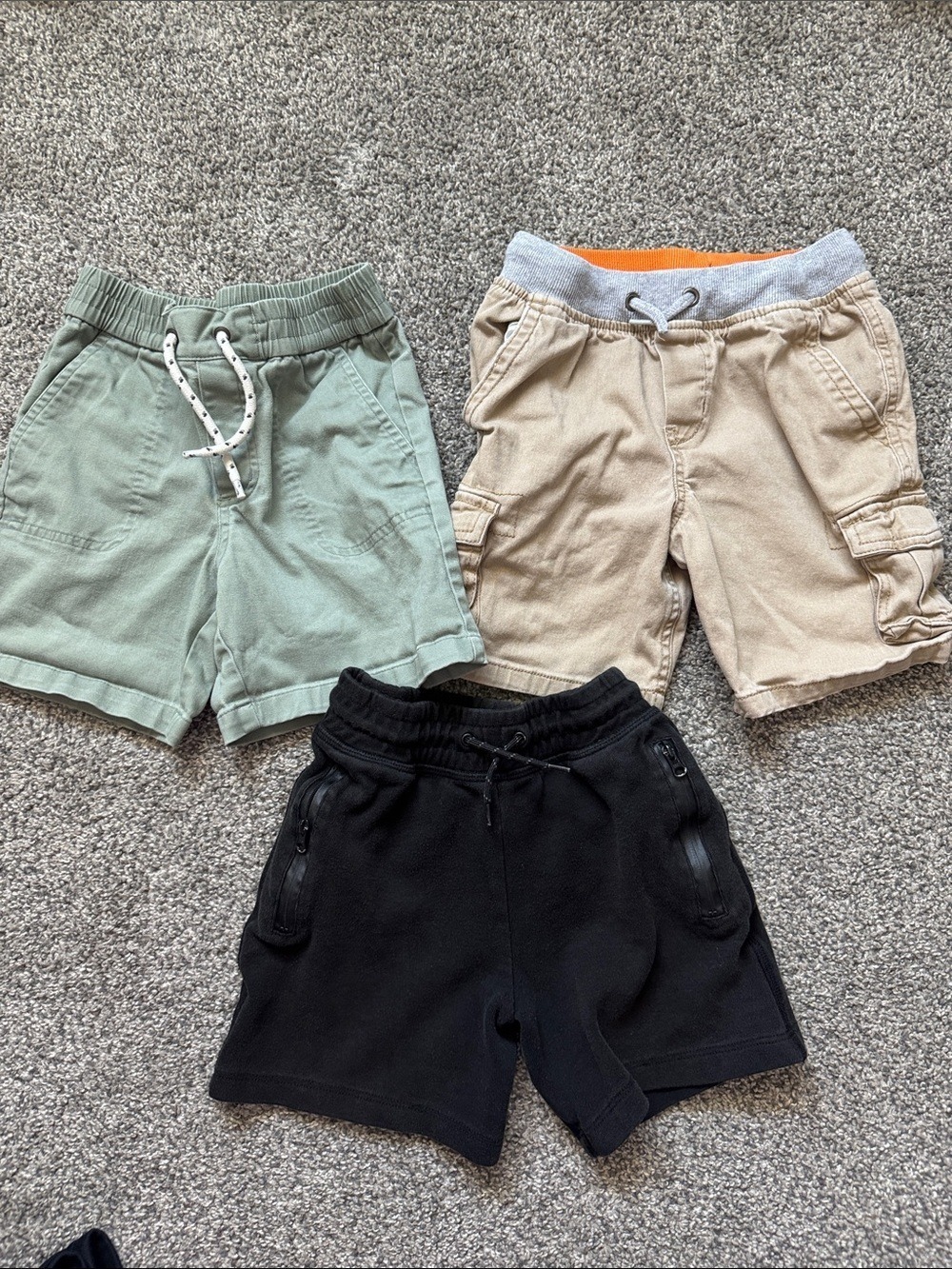 Three-Pack Shorts in Sage, Tan & Black